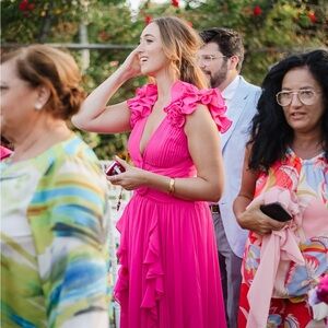 PatBo Flutter Dress in Fuchsia